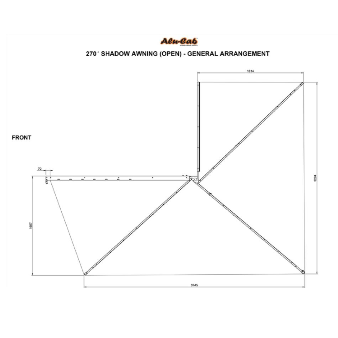 Alu-Cab 270 Shadow Awning Left Side