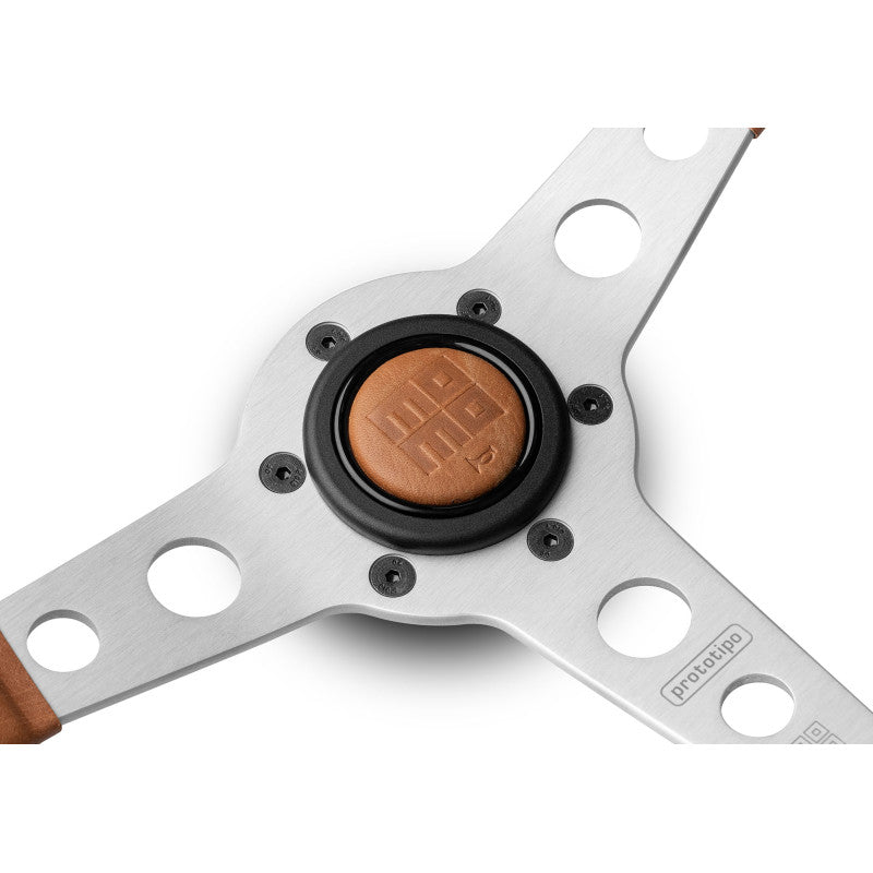 MOMO Prototipo Heritage - Silver Spoke/Tobacco Leather 350mm