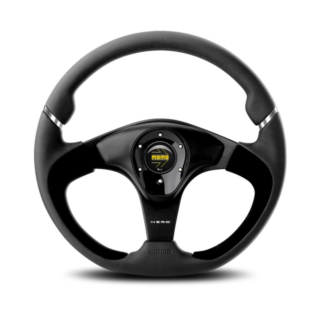 MOMO Nero Steering Wheel - Black Leather 350mm