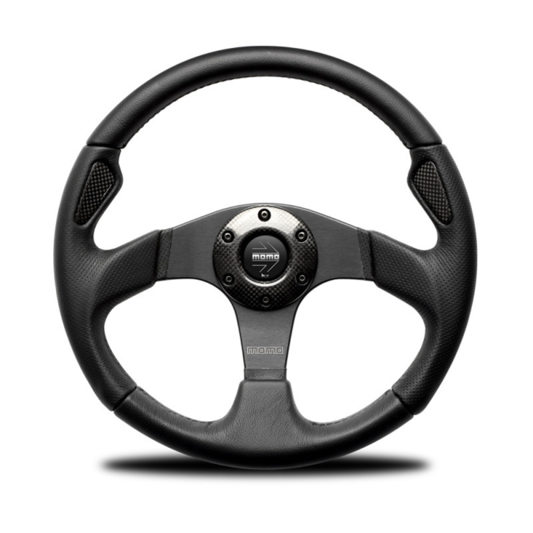 MOMO Jet Steering Wheel - Black Leather 350mm